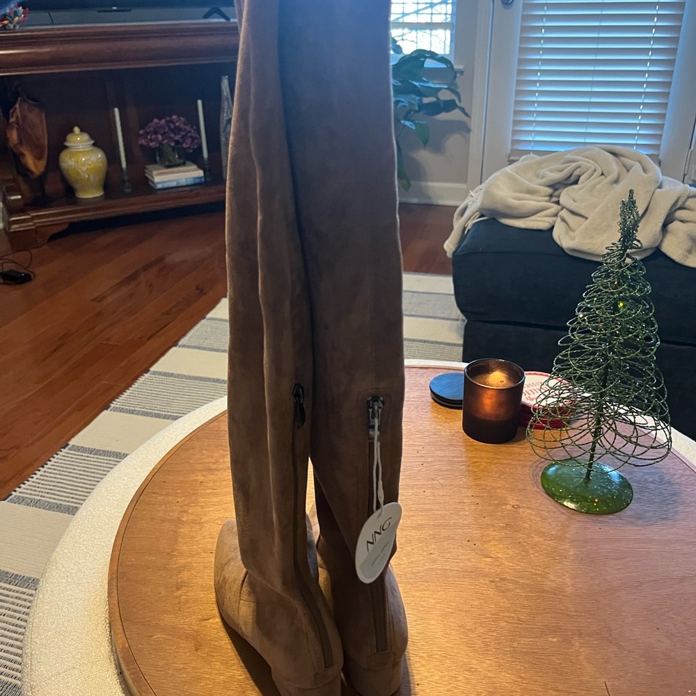 Brown Suede Knee-High Boots - Picture 2 of 8